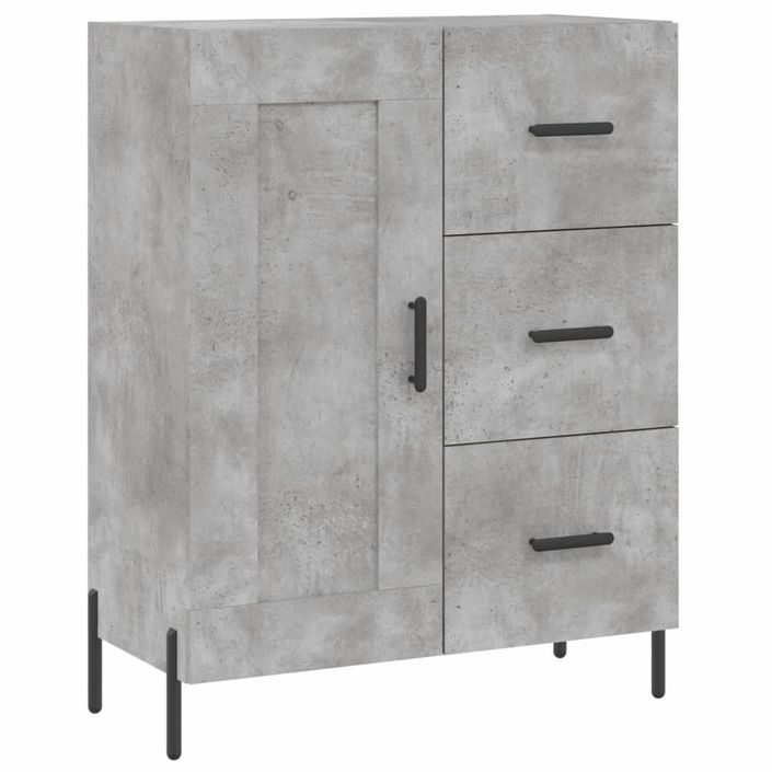 Buffet haut Gris béton 69,5x34x180 cm Bois d'ingénierie - Photo n°7