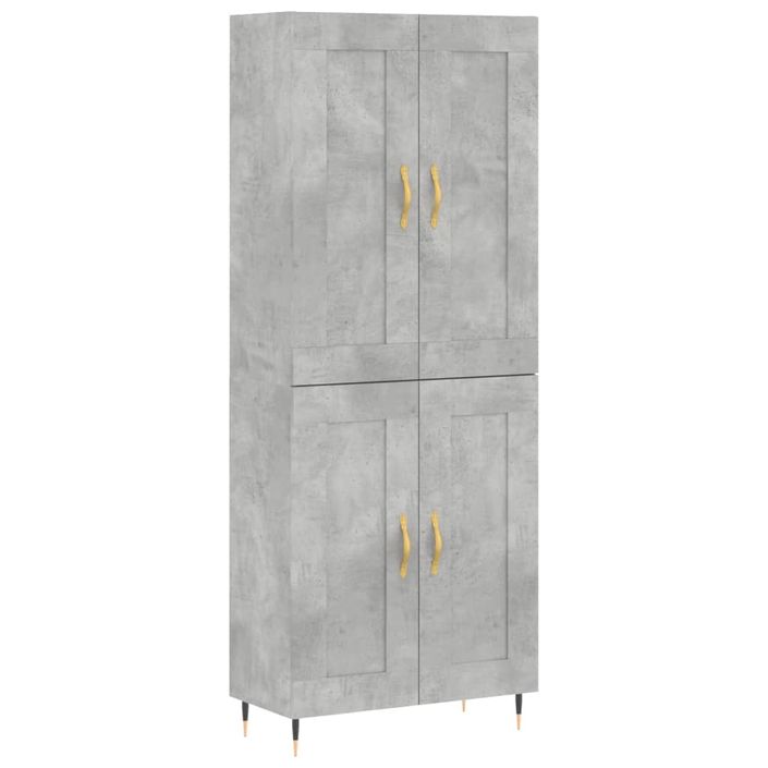 Buffet haut Gris béton 69,5x34x180 cm Bois d'ingénierie - Photo n°1