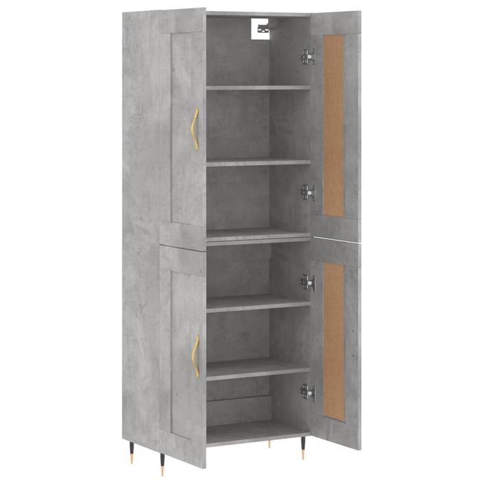 Buffet haut Gris béton 69,5x34x180 cm Bois d'ingénierie - Photo n°4