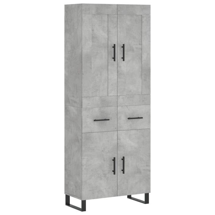 Buffet haut Gris béton 69,5x34x180 cm Bois d'ingénierie - Photo n°1