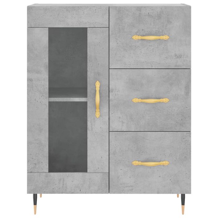 Buffet haut Gris béton 69,5x34x180 cm Bois d'ingénierie - Photo n°8