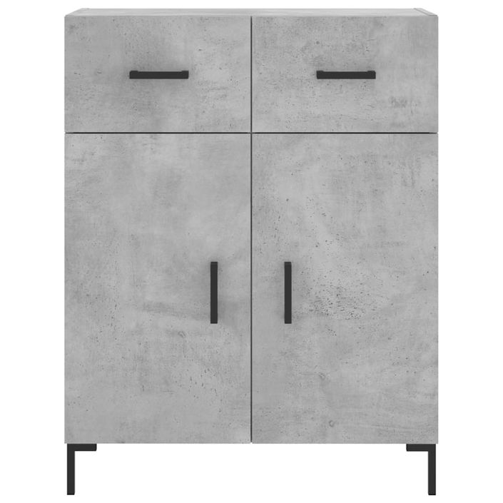 Buffet haut Gris béton 69,5x34x180 cm Bois d'ingénierie - Photo n°8