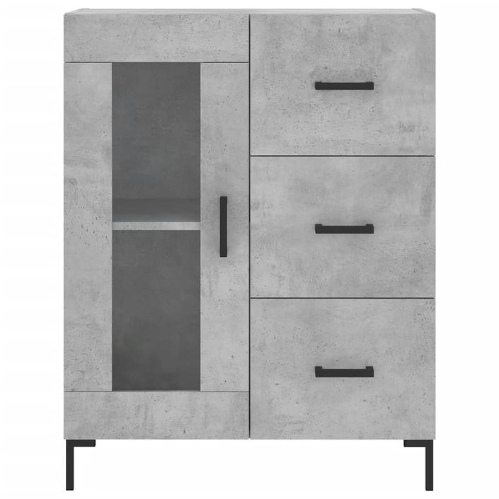 Buffet haut Gris béton 69,5x34x180 cm Bois d'ingénierie - Photo n°8