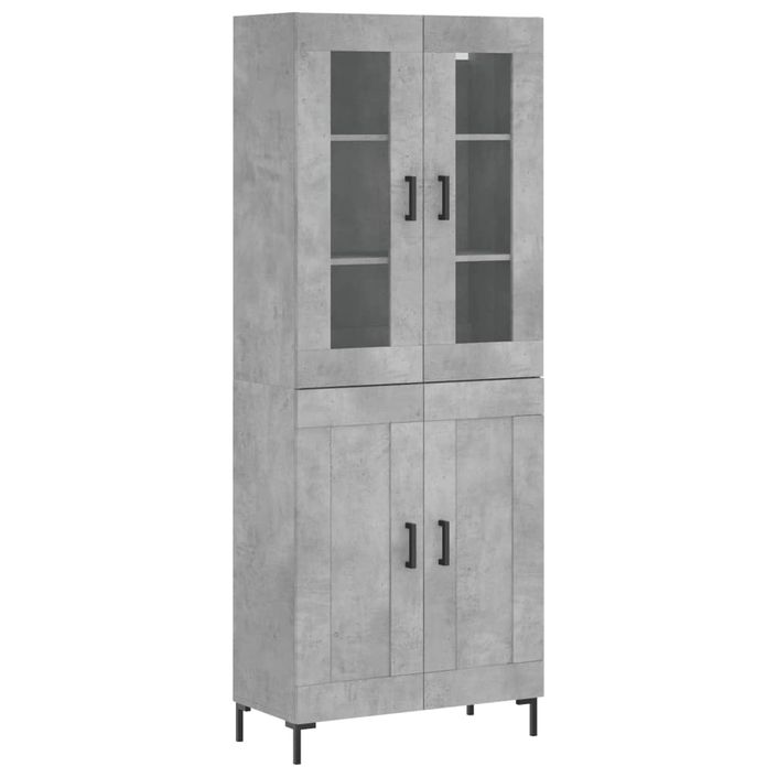 Buffet haut Gris béton 69,5x34x180 cm Bois d'ingénierie - Photo n°1