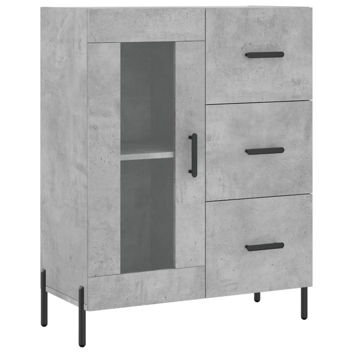 Buffet haut Gris béton 69,5x34x180 cm Bois d'ingénierie - Photo n°7