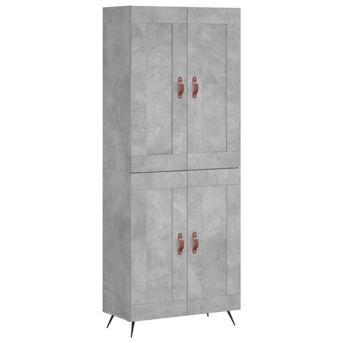 Buffet haut Gris béton 69,5x34x180 cm Bois d'ingénierie - Photo n°1