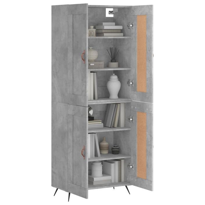 Buffet haut Gris béton 69,5x34x180 cm Bois d'ingénierie - Photo n°3