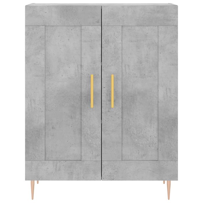 Buffet haut Gris béton 69,5x34x180 cm Bois d'ingénierie - Photo n°8