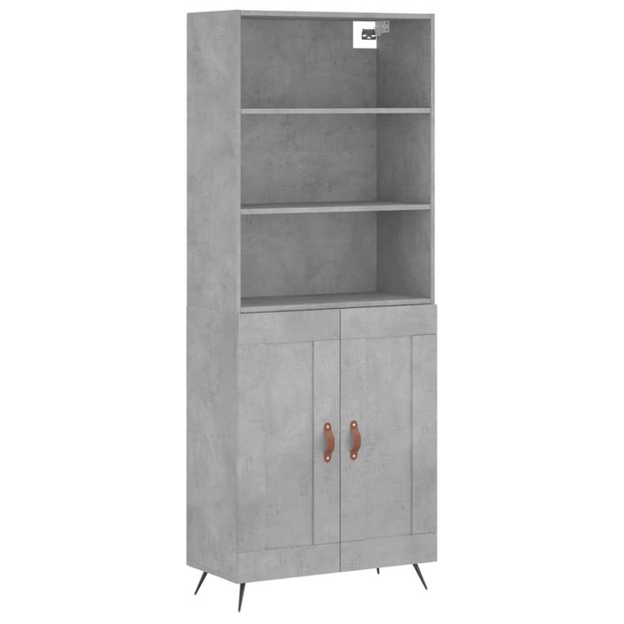 Buffet haut Gris béton 69,5x34x180 cm Bois d'ingénierie - Photo n°1