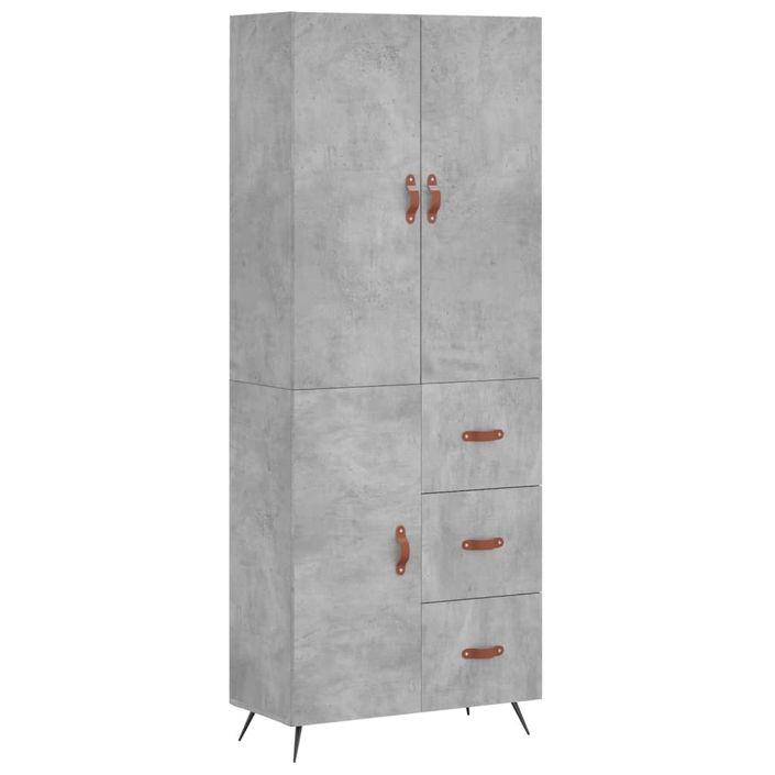 Buffet haut Gris béton 69,5x34x180 cm Bois d'ingénierie - Photo n°1