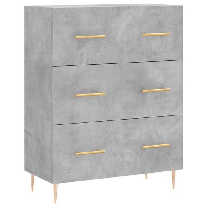 Buffet haut Gris béton 69,5x34x180 cm Bois d'ingénierie - Photo n°7