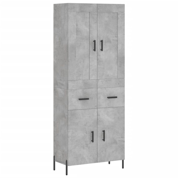 Buffet haut Gris béton 69,5x34x180 cm Bois d'ingénierie - Photo n°1