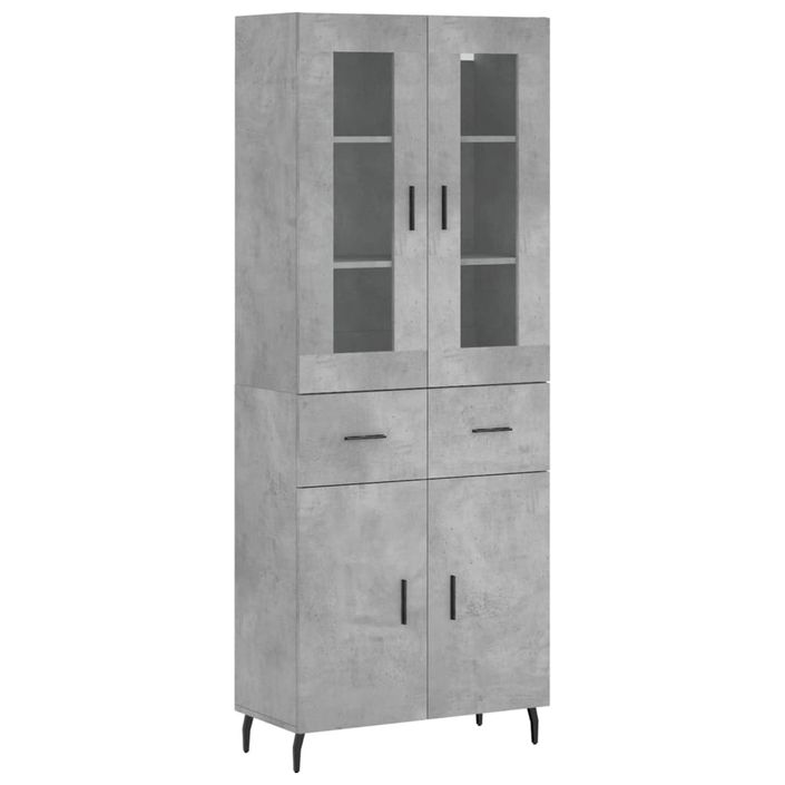 Buffet haut Gris béton 69,5x34x180 cm Bois d'ingénierie - Photo n°1