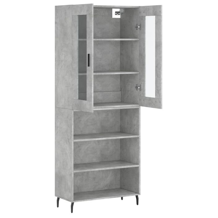 Buffet haut Gris béton 69,5x34x180 cm Bois d'ingénierie - Photo n°4