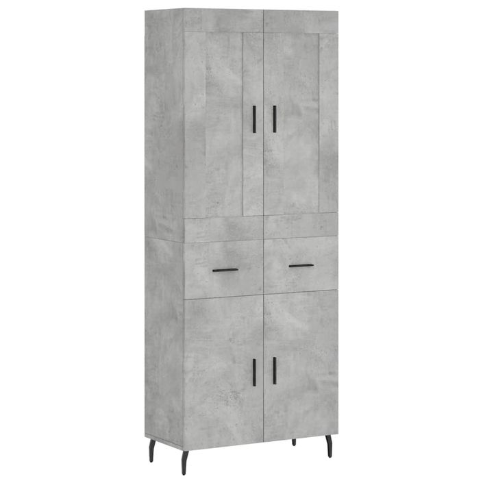 Buffet haut Gris béton 69,5x34x180 cm Bois d'ingénierie - Photo n°1