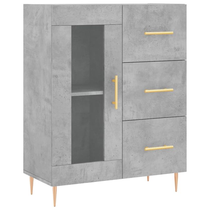 Buffet haut Gris béton 69,5x34x180 cm Bois d'ingénierie - Photo n°7