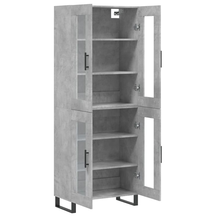 Buffet haut Gris béton 69,5x34x180 cm Bois d'ingénierie - Photo n°4