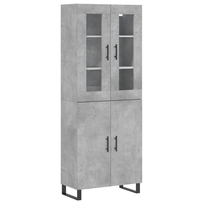 Buffet haut Gris béton 69,5x34x180 cm Bois d'ingénierie - Photo n°1