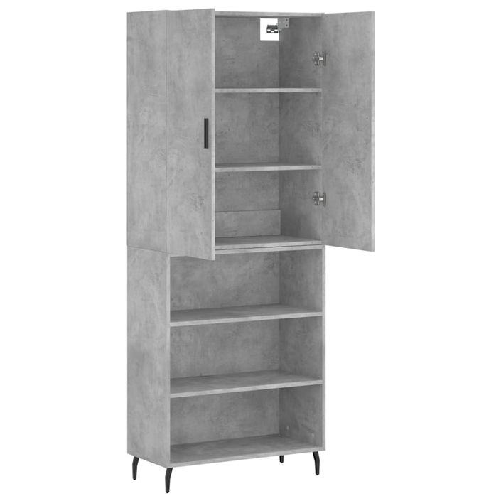 Buffet haut Gris béton 69,5x34x180 cm Bois d'ingénierie - Photo n°4