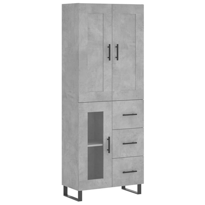 Buffet haut Gris béton 69,5x34x180 cm Bois d'ingénierie - Photo n°1