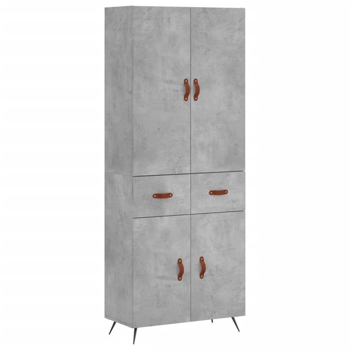 Buffet haut Gris béton 69,5x34x180 cm Bois d'ingénierie - Photo n°1