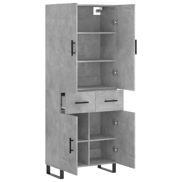 Buffet haut Gris béton 69,5x34x180 cm Bois d'ingénierie - Photo n°4