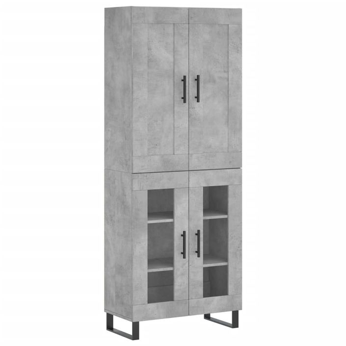 Buffet haut Gris béton 69,5x34x180 cm Bois d'ingénierie - Photo n°1