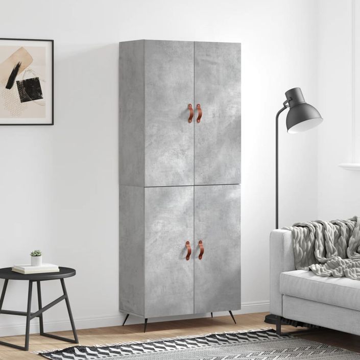 Buffet haut Gris béton 69,5x34x180 cm Bois d'ingénierie - Photo n°2