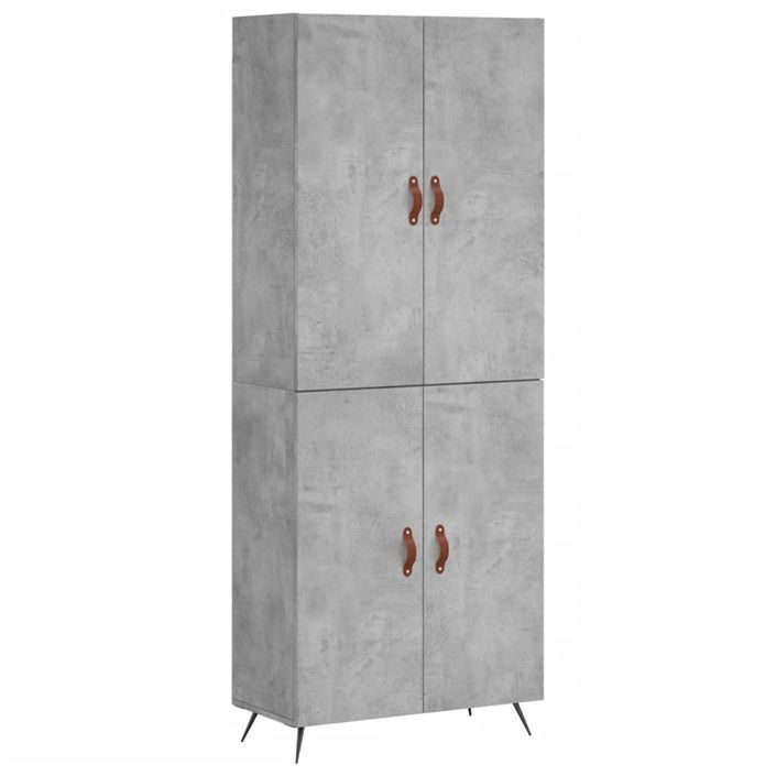 Buffet haut Gris béton 69,5x34x180 cm Bois d'ingénierie - Photo n°1