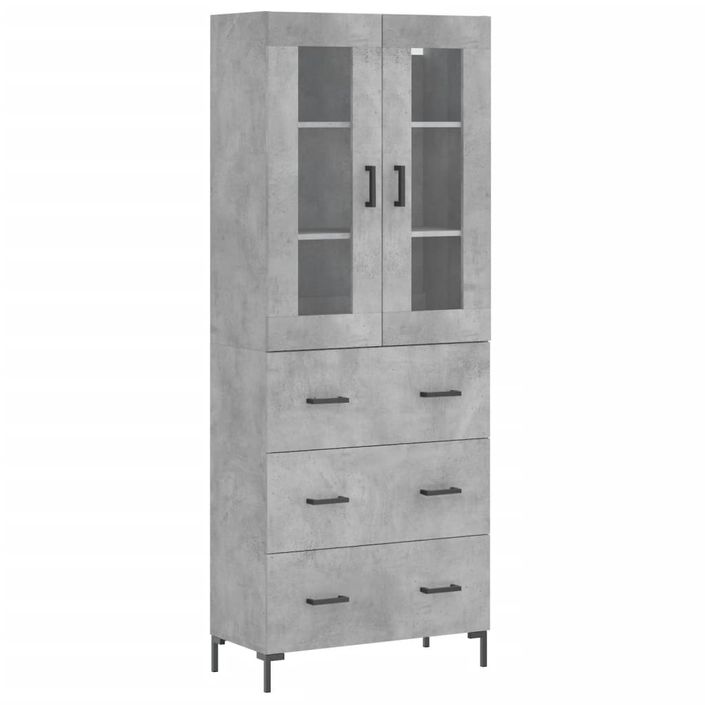 Buffet haut Gris béton 69,5x34x180 cm Bois d'ingénierie - Photo n°1