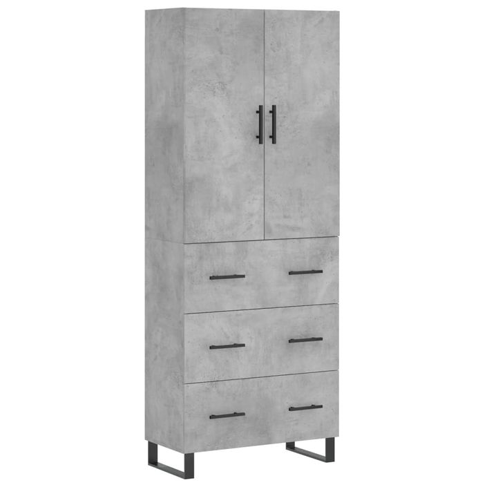 Buffet haut Gris béton 69,5x34x180 cm Bois d'ingénierie - Photo n°1