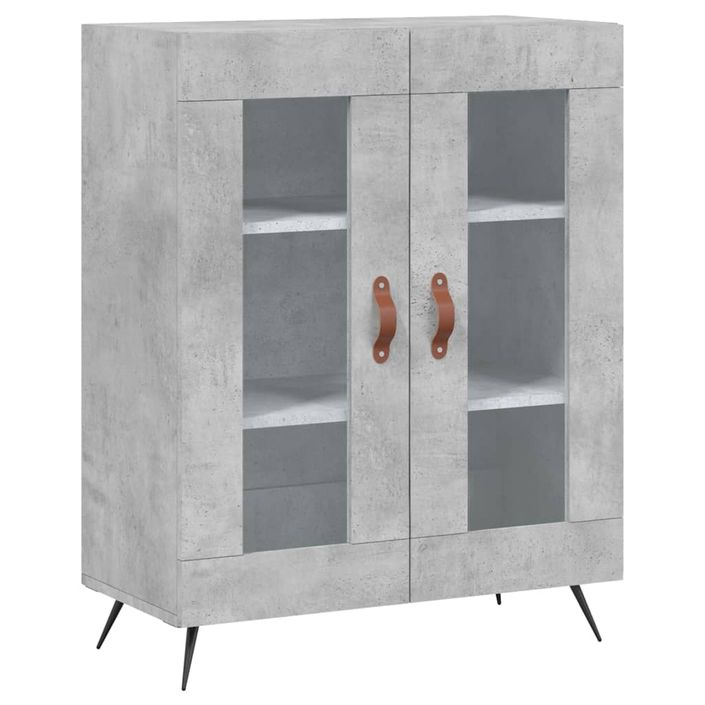 Buffet haut Gris béton 69,5x34x180 cm Bois d'ingénierie - Photo n°7