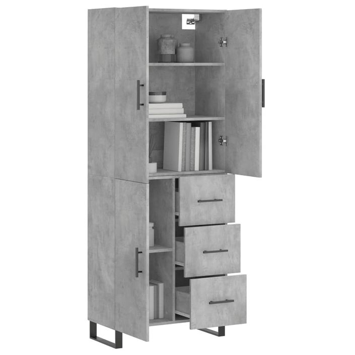 Buffet haut Gris béton 69,5x34x180 cm Bois d'ingénierie - Photo n°3