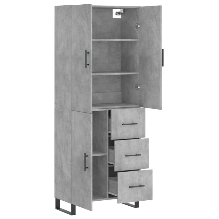 Buffet haut Gris béton 69,5x34x180 cm Bois d'ingénierie - Photo n°4