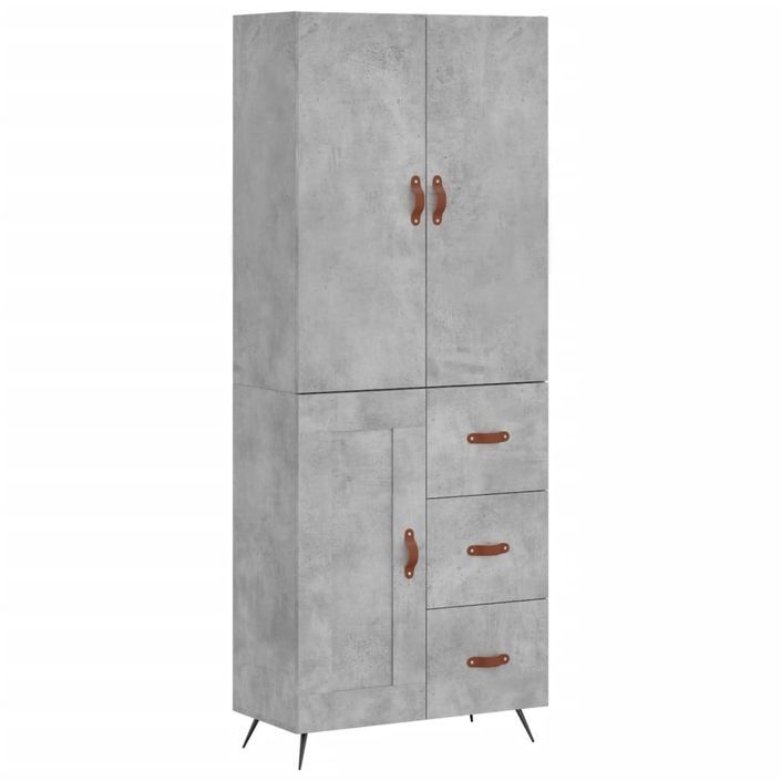 Buffet haut Gris béton 69,5x34x180 cm Bois d'ingénierie - Photo n°1