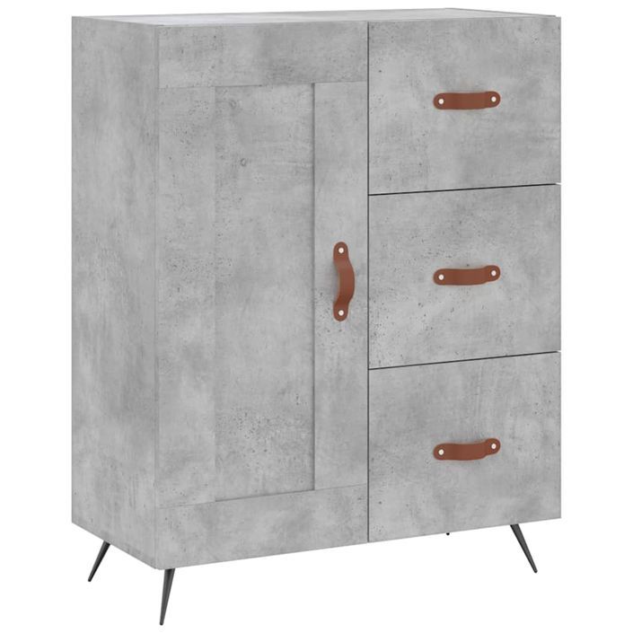 Buffet haut Gris béton 69,5x34x180 cm Bois d'ingénierie - Photo n°7