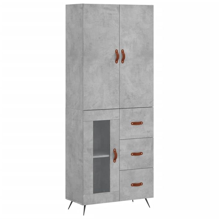 Buffet haut Gris béton 69,5x34x180 cm Bois d'ingénierie - Photo n°1