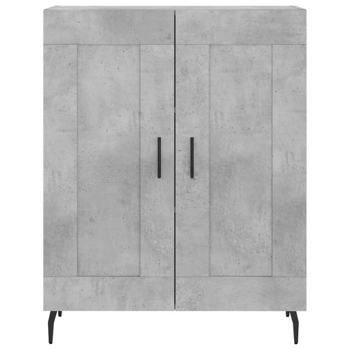 Buffet haut Gris béton 69,5x34x180 cm Bois d'ingénierie - Photo n°8