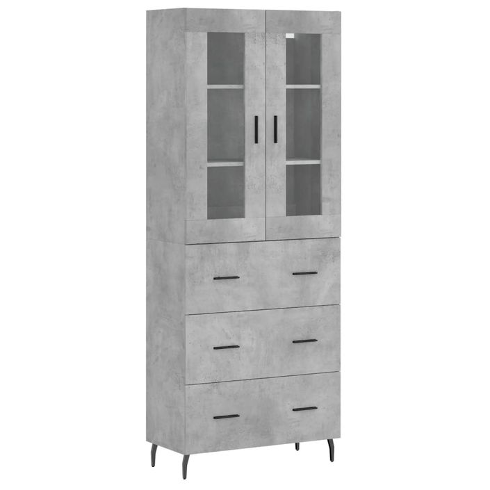 Buffet haut Gris béton 69,5x34x180 cm Bois d'ingénierie - Photo n°1