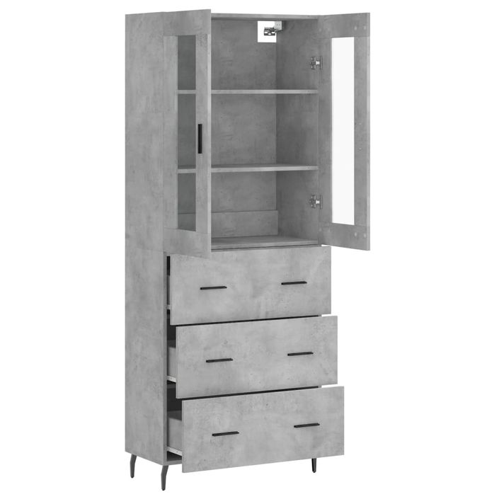 Buffet haut Gris béton 69,5x34x180 cm Bois d'ingénierie - Photo n°4