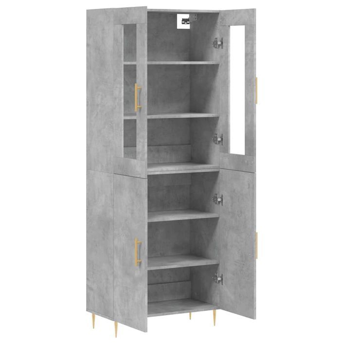 Buffet haut Gris béton 69,5x34x180 cm Bois d'ingénierie - Photo n°4