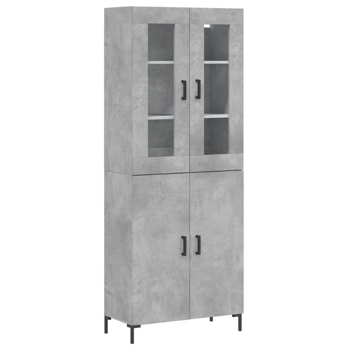 Buffet haut Gris béton 69,5x34x180 cm Bois d'ingénierie - Photo n°1