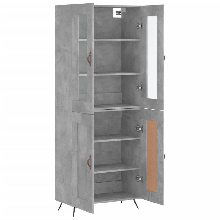 Buffet haut Gris béton 69,5x34x180 cm Bois d'ingénierie - Photo n°4