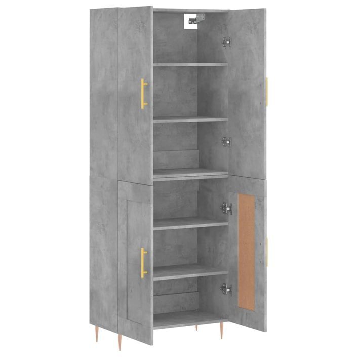 Buffet haut Gris béton 69,5x34x180 cm Bois d'ingénierie - Photo n°4