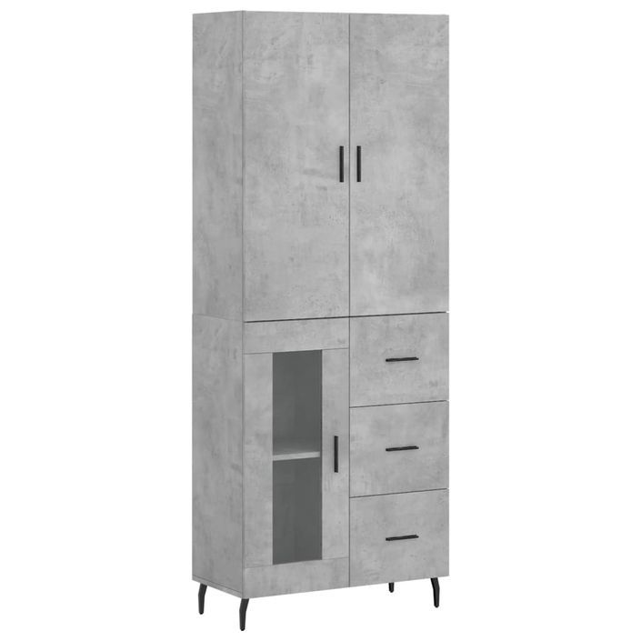 Buffet haut Gris béton 69,5x34x180 cm Bois d'ingénierie - Photo n°1