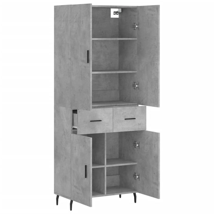 Buffet haut Gris béton 69,5x34x180 cm Bois d'ingénierie - Photo n°4