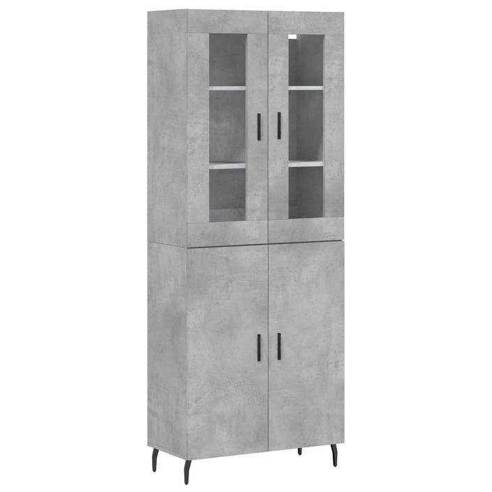 Buffet haut Gris béton 69,5x34x180 cm Bois d'ingénierie - Photo n°1