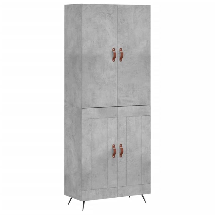 Buffet haut Gris béton 69,5x34x180 cm Bois d'ingénierie - Photo n°1