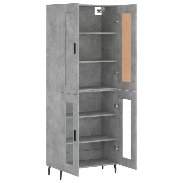 Buffet haut Gris béton 69,5x34x180 cm Bois d'ingénierie - Photo n°4