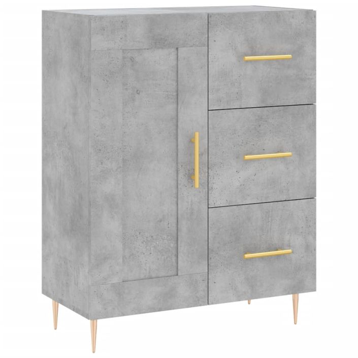 Buffet haut Gris béton 69,5x34x180 cm Bois d'ingénierie - Photo n°7